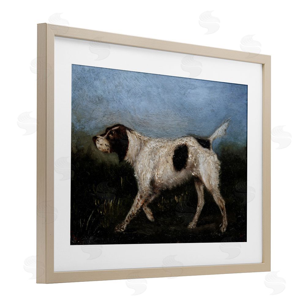 Arlington Prints Alert Hunting Dog in Field Brown Framed Print Under Glass with Matting Wall Art