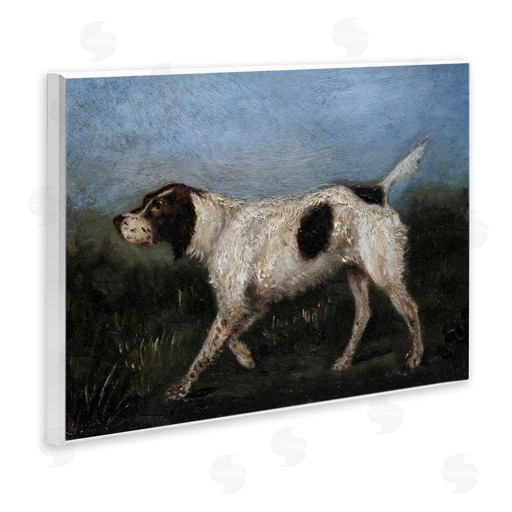 Arlington Prints Alert Hunting Dog in Field Wall Plaque Art Print with White Foil Wrap