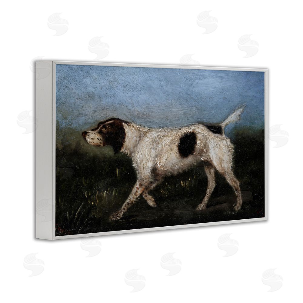 Arlington Prints Alert Hunting Dog in Field White Framed Giclee Wall Art Print