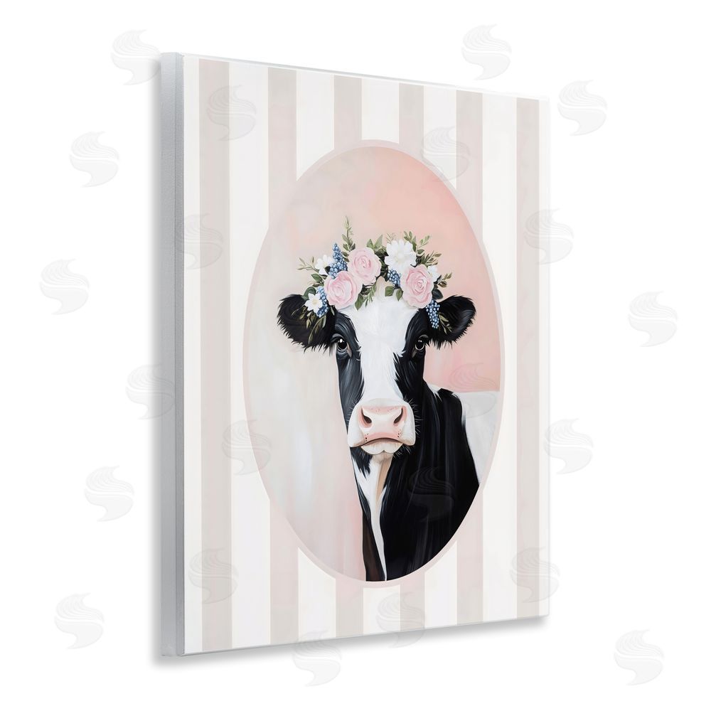 Arlington Prints Soft Cow with Floral Crown Wall Plaque Printed Art