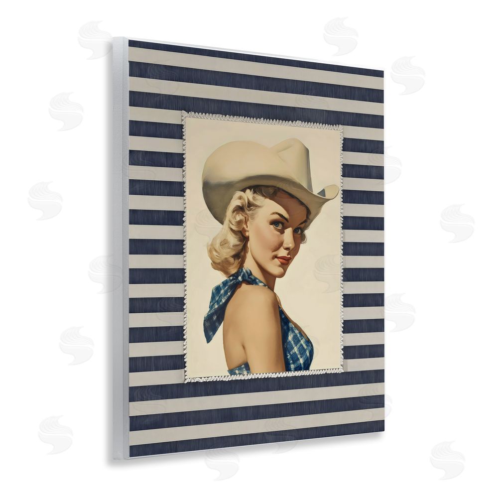 Arlington Prints Retro Cowgirl Stripes Wall Plaque Art Print