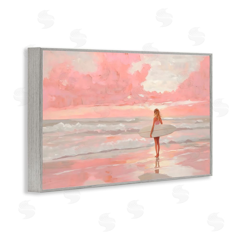 LSR Design Studio Pink Sky Surfer Gray Framed Giclee Print Wall Art