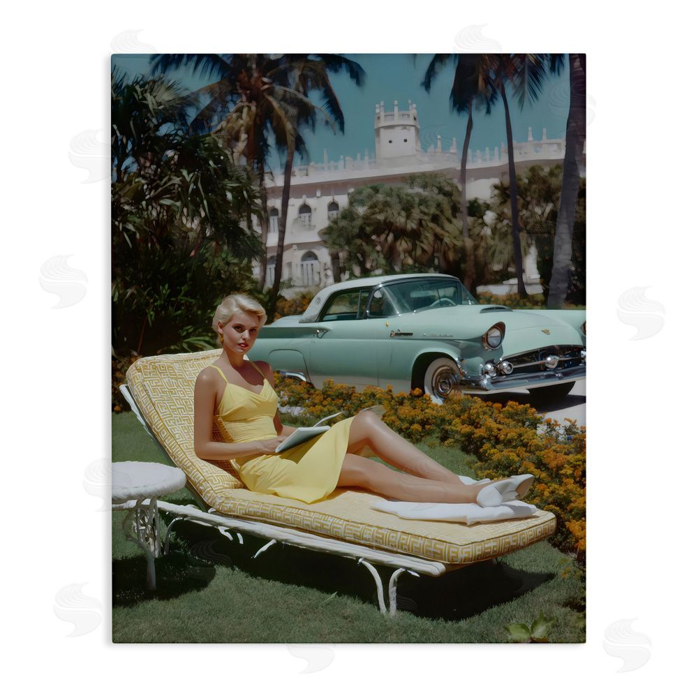 Franklyn Gregory Vintage Sunbathing Woman Stretched Canvas Wall Art Print