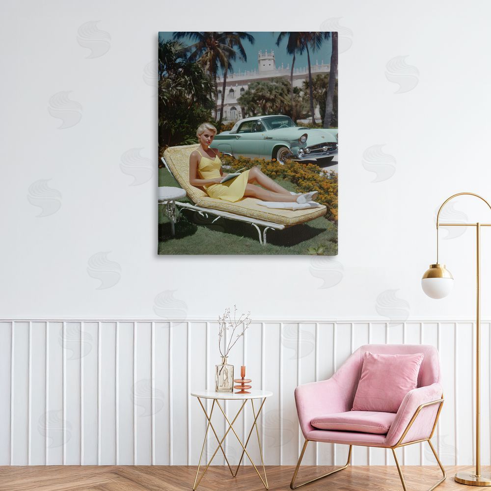 Franklyn Gregory Vintage Sunbathing Woman Stretched Canvas on Wall