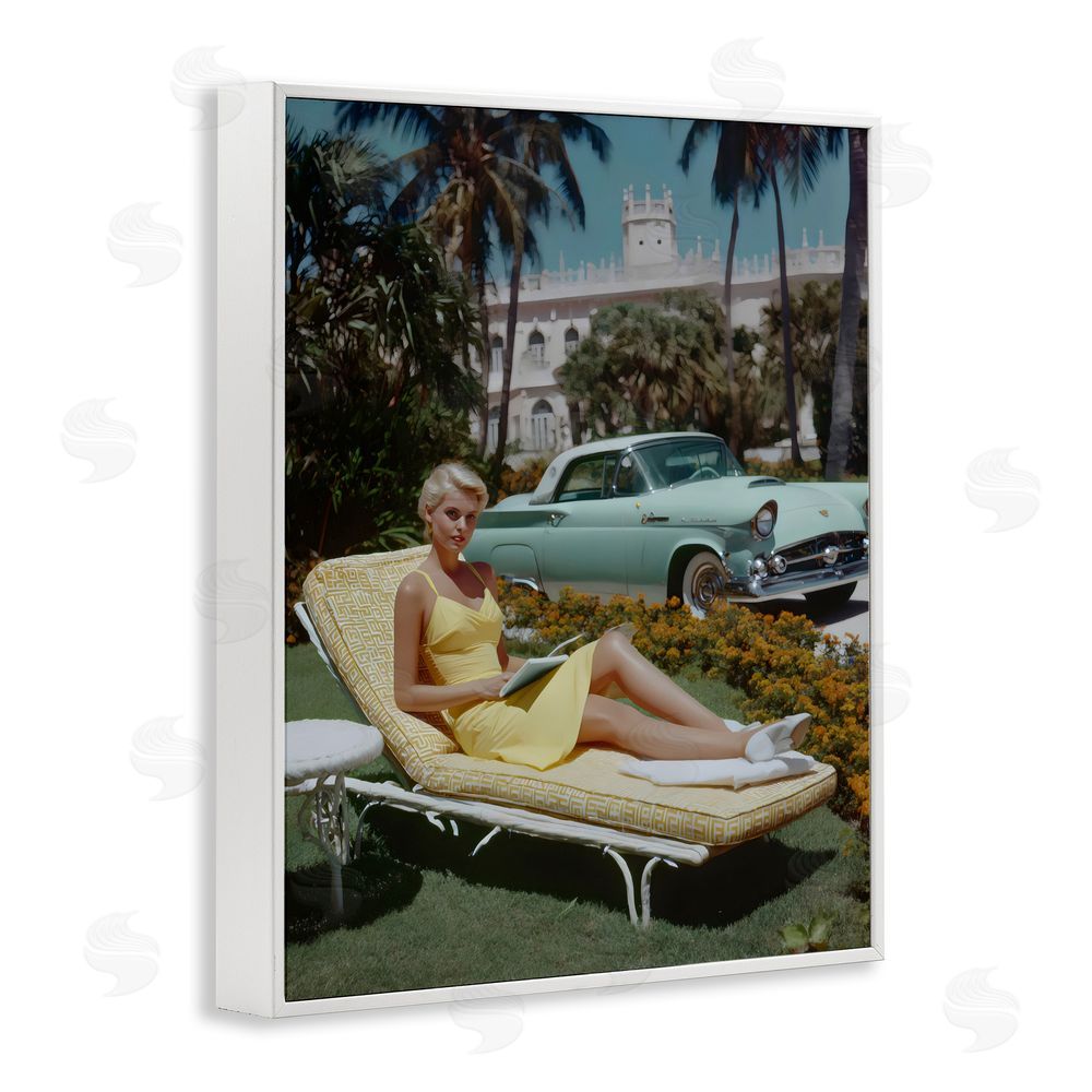 Franklyn Gregory Vintage Sunbathing Woman White Framed Giclee Wall Art Print
