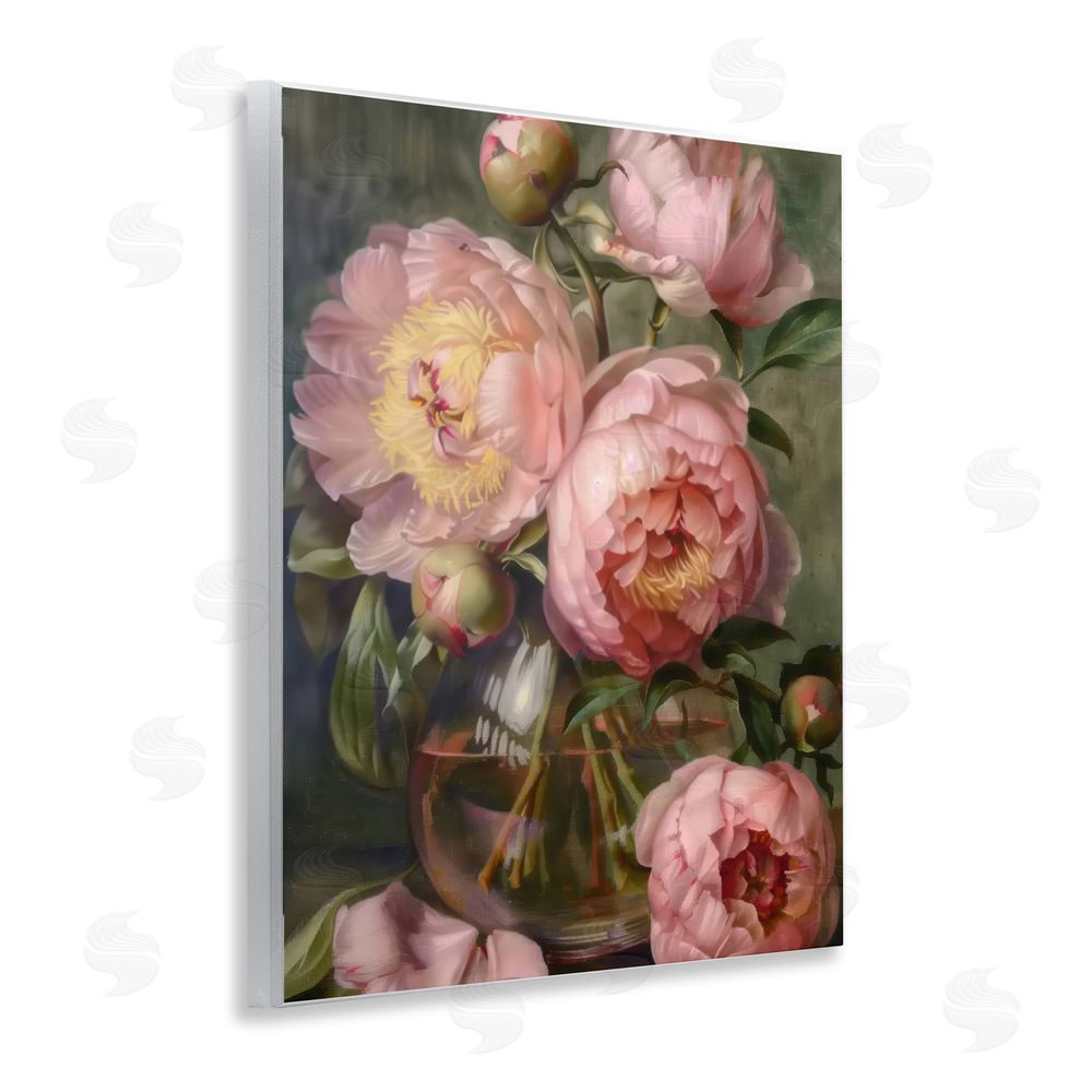 LSR Design Studio Pink Peonies in Glass Vase Wall Plaque Home Decor Art Print