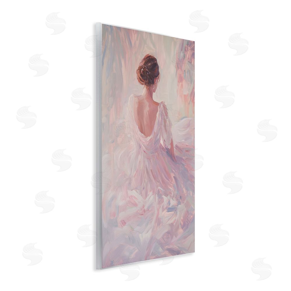 Petal Prints Design Graceful Woman in Blush Gown Wall Plaque Home Decor Art Print