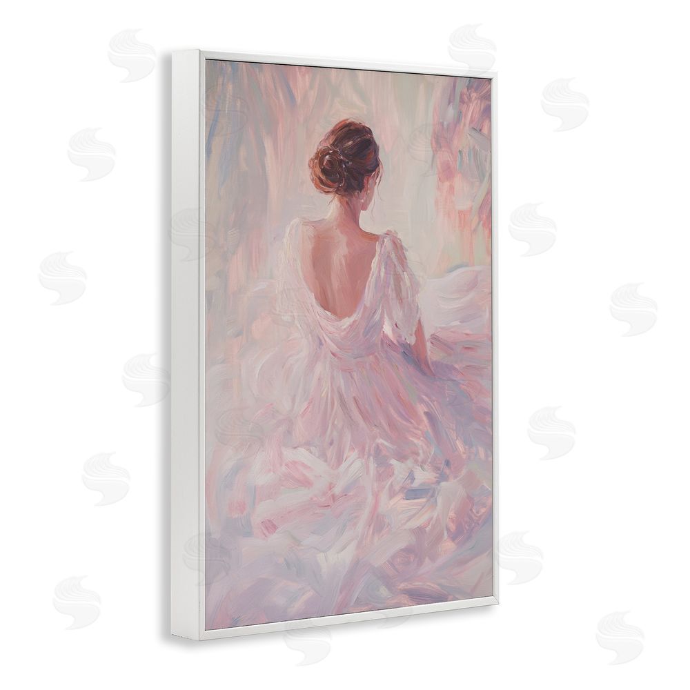Petal Prints Design Graceful Woman in Blush Gown White Framed Giclee Wall Art