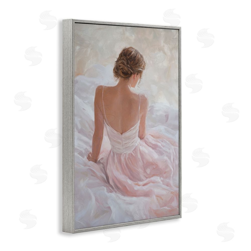 Petal Prints Design Quiet Reflection in Pastel Pink Gray Framed Giclee Wall Art