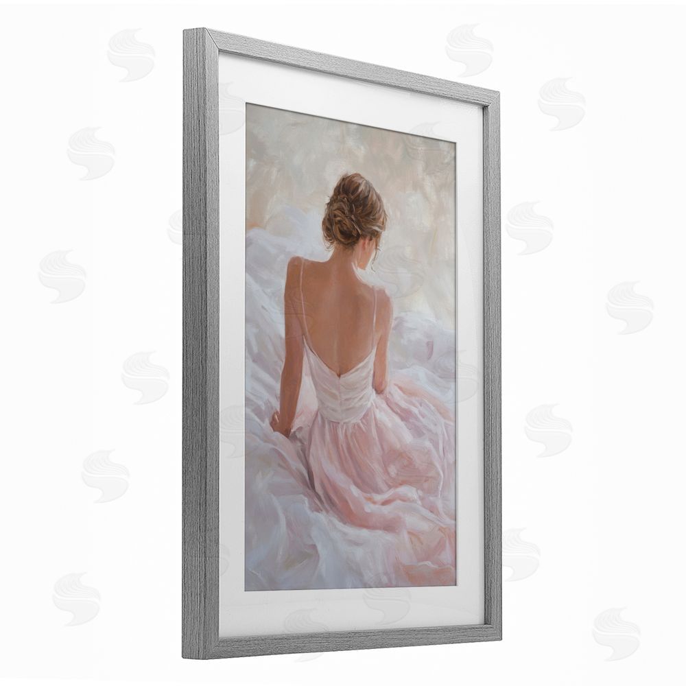 Petal Prints Design Quiet Reflection in Pastel Pink Gray Framed Print Under Glass Wall Art