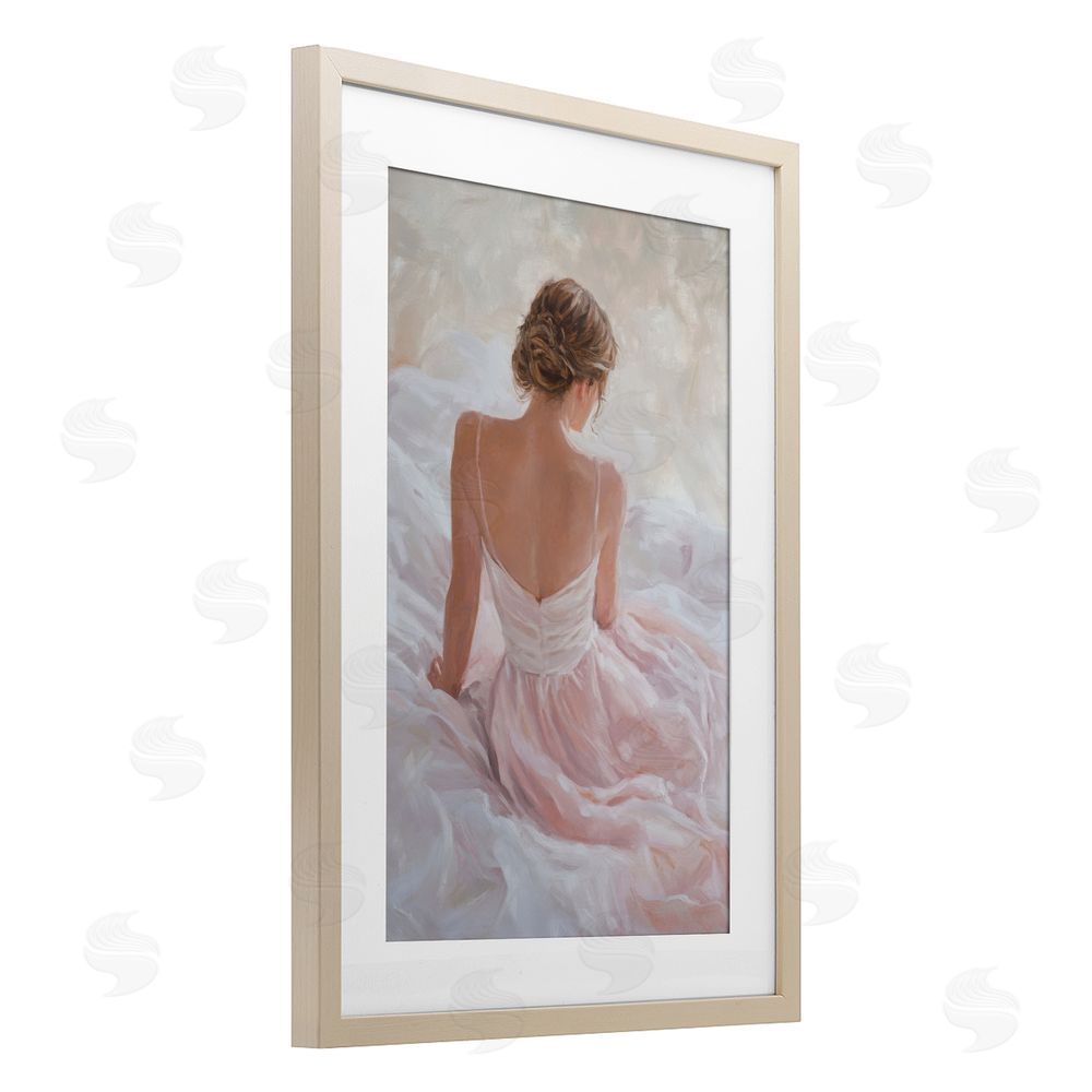 Petal Prints Design Quiet Reflection in Pastel Pink Brown Framed Print Under Glass Wall Art