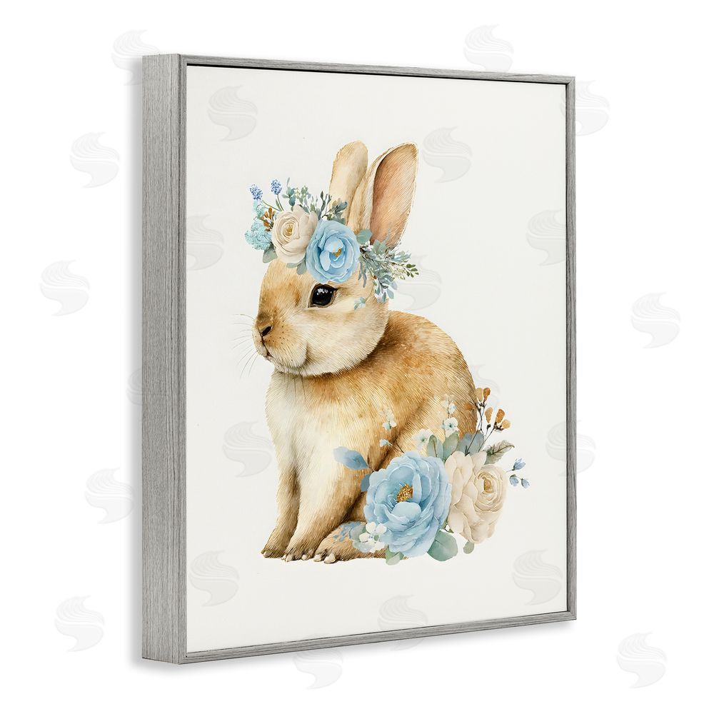 LSR Design Studio Watercolor Nursery Bunny Gray Framed Giclee Wall Art Print
