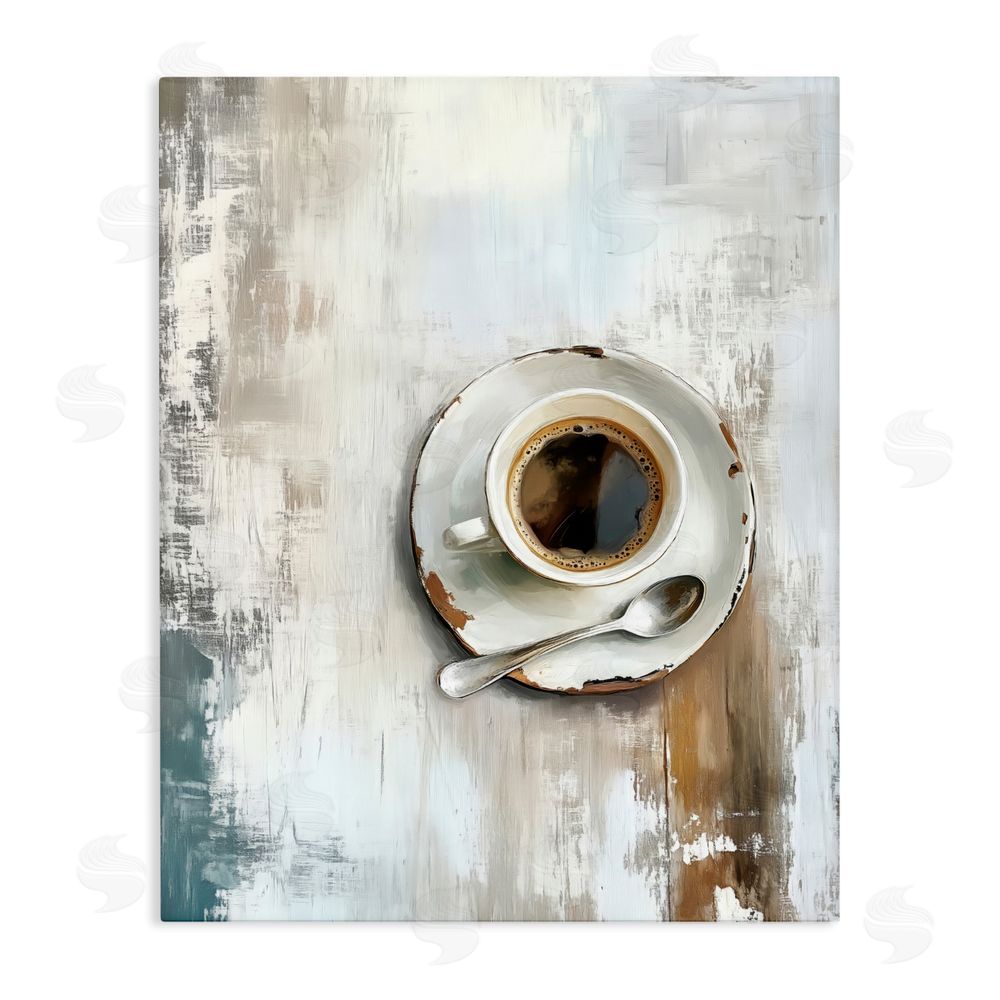LSR Design Studio Neutral & Rustic Cup of Coffee Stretched Canvas Wall Art