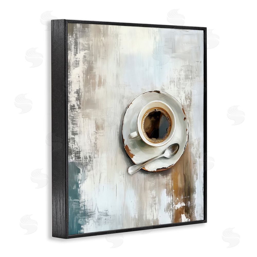 LSR Design Studio Neutral & Rustic Cup of Coffee Black Framed Giclee Wall Art
