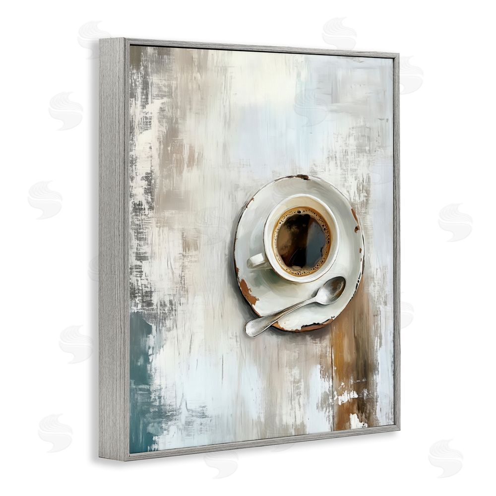 LSR Design Studio Neutral & Rustic Cup of Coffee Gray Framed Giclee Wall Art
