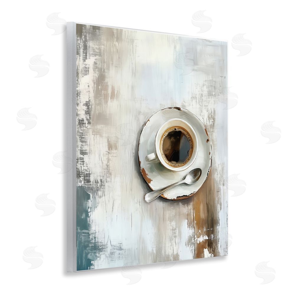 LSR Design Studio Neutral & Rustic Cup of Coffee Wall Plaque Home Decor Art Print