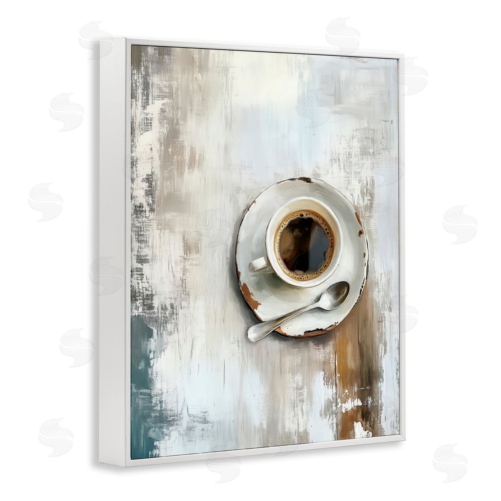 LSR Design Studio Neutral & Rustic Cup of Coffee White Framed Giclee Wall Art