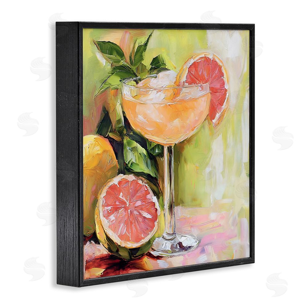 Riley B Grapefruit Summer Cocktail Black Framed Giclee Wall Art