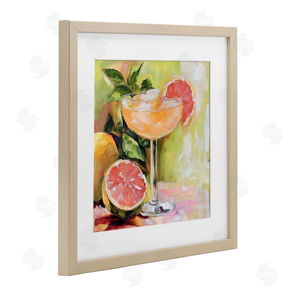 Riley B Grapefruit Summer Cocktail Brown Framed Print Under Glass Wall Art