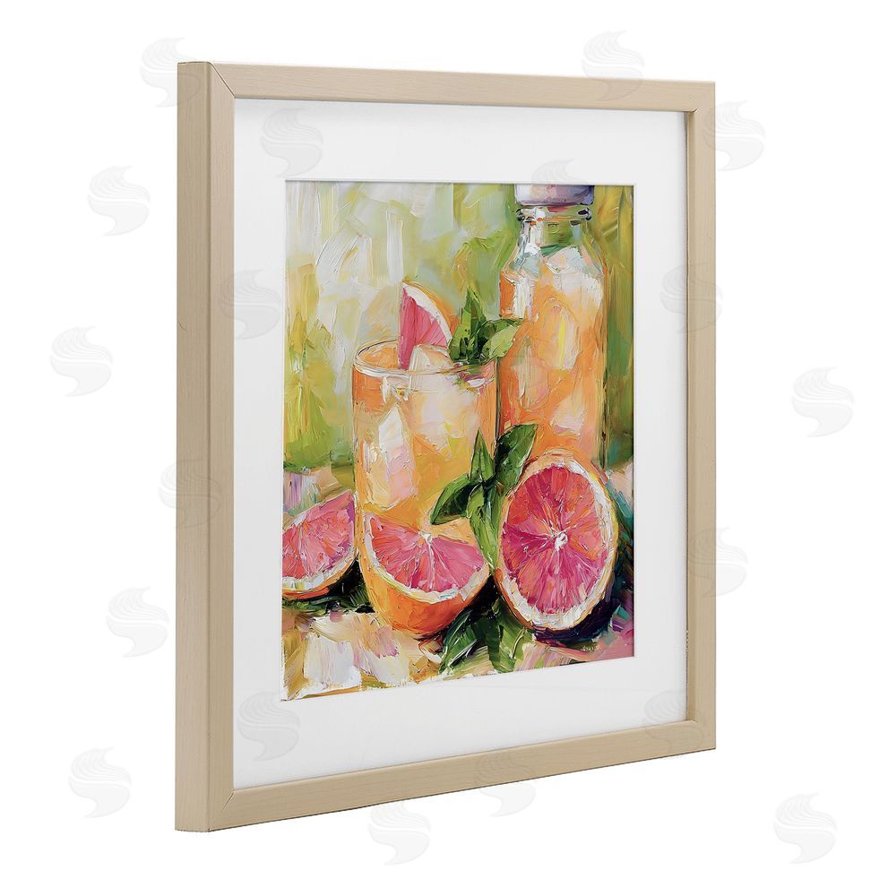 Riley B Grapefruit Summer Refreshment Brown Framed Print Under Glass Wall Art