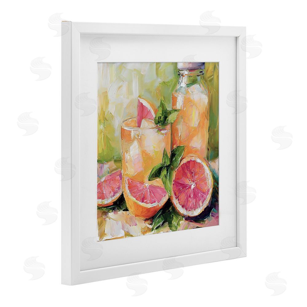 Riley B Grapefruit Summer Refreshment White Framed Print Under Glass Wall Art
