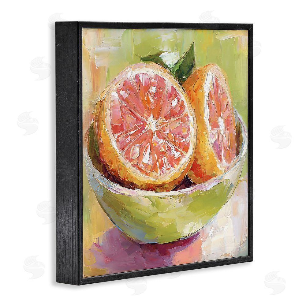 Riley B Sliced Grapefruit in Bowl Black Framed Giclee Wall Art Print