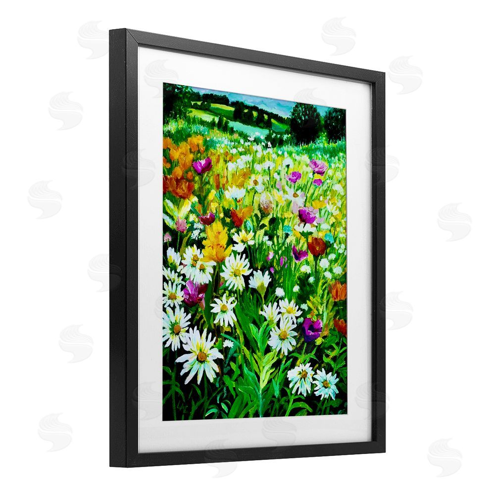 Lee Ann Zirbes Hillside Fusion Meadow Black Framed Print Under Glass Wall Art