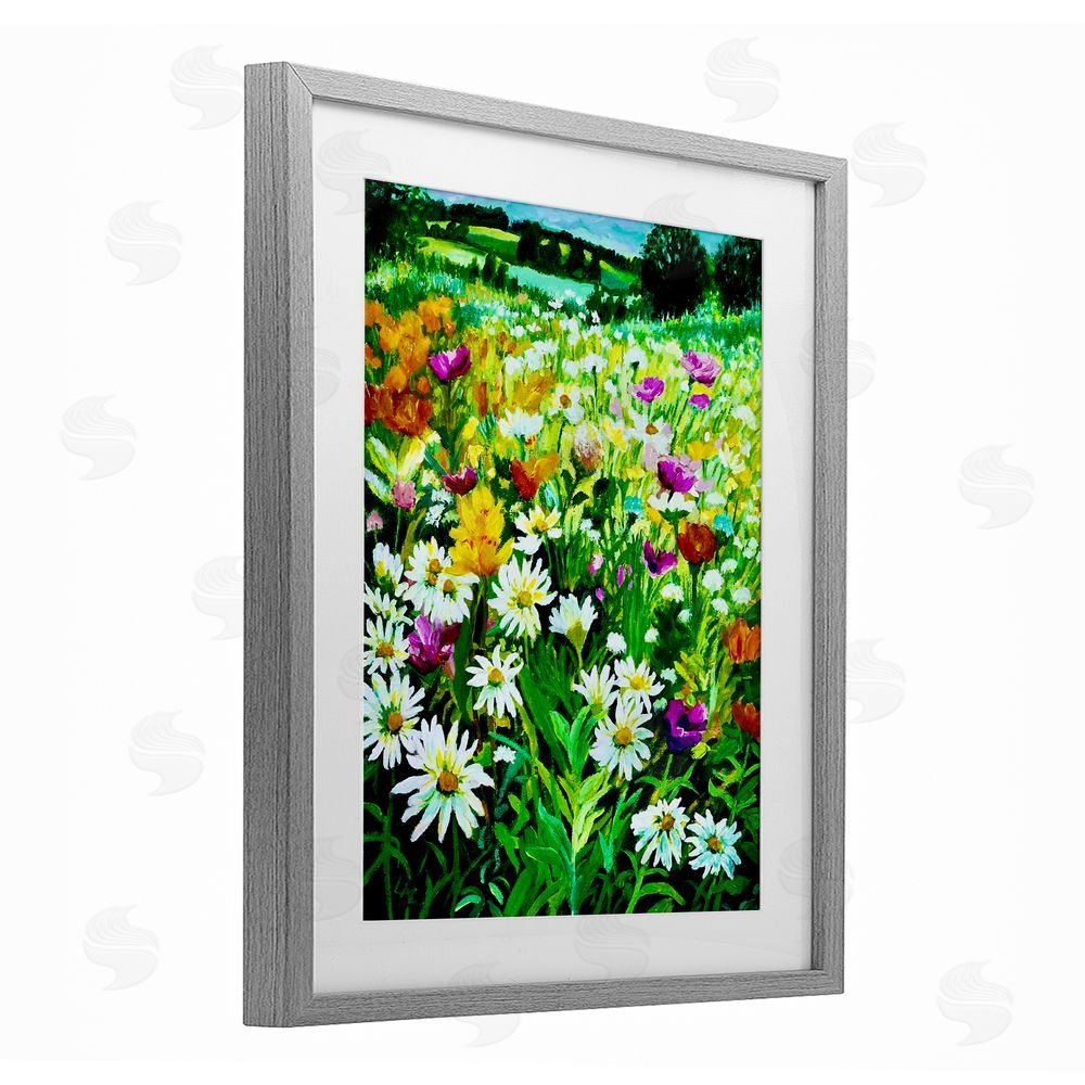 Lee Ann Zirbes Hillside Fusion Meadow Gray Framed Print Under Glass Wall Art