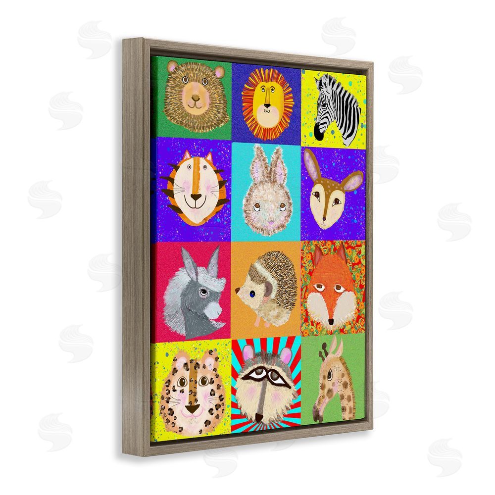 Lynnda Rakos Furry Faces Animals Brown Floating Frame Canvas Wall Art Print