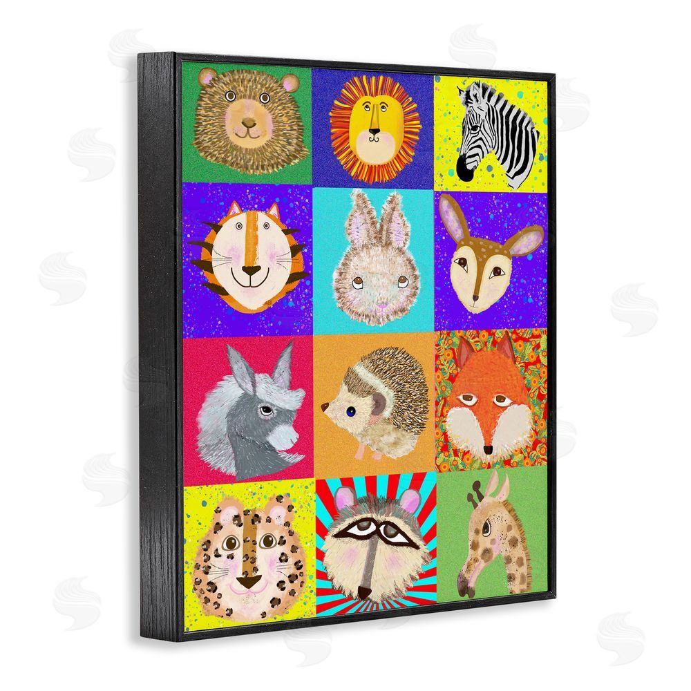 Lynnda Rakos Furry Faces Animals Black Framed Giclee Print Wall Art