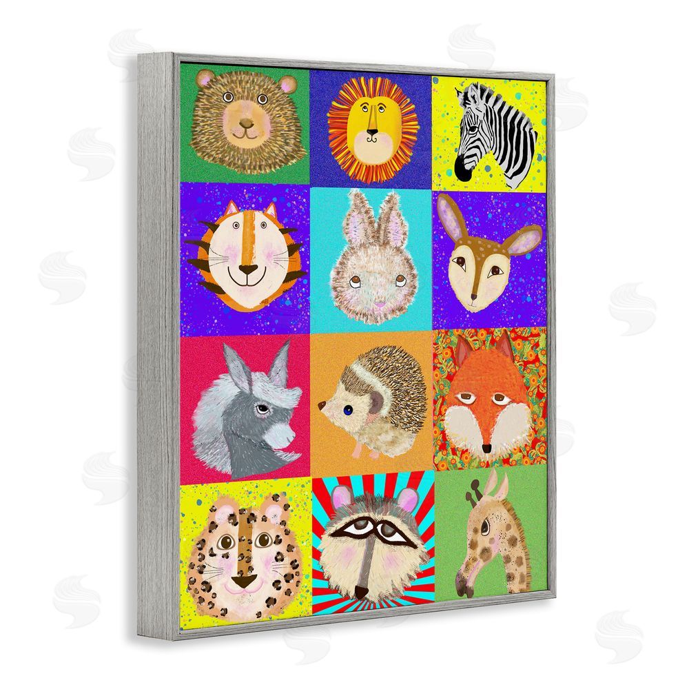 Lynnda Rakos Furry Faces Animals Gray Framed Giclee Print Wall Art