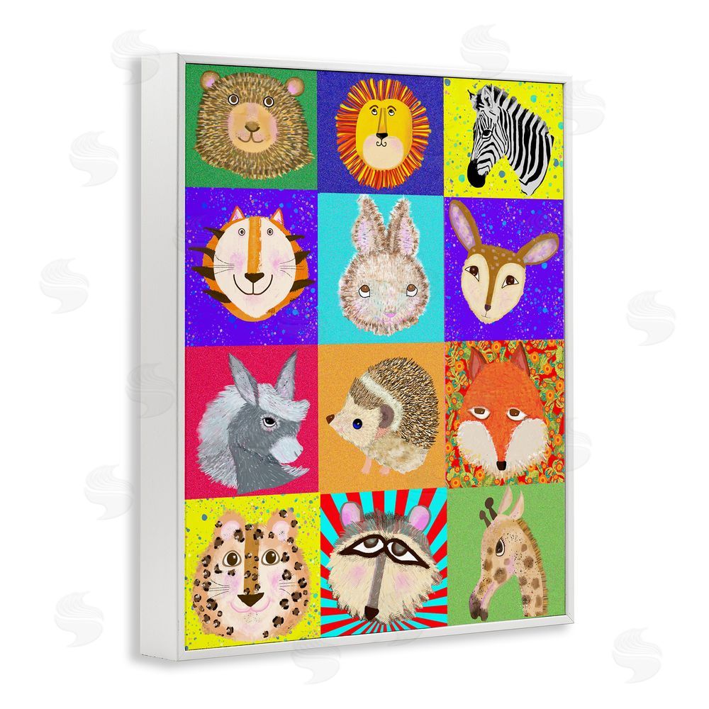 Lynnda Rakos Furry Faces Animals White Framed Giclee Print Wall Art