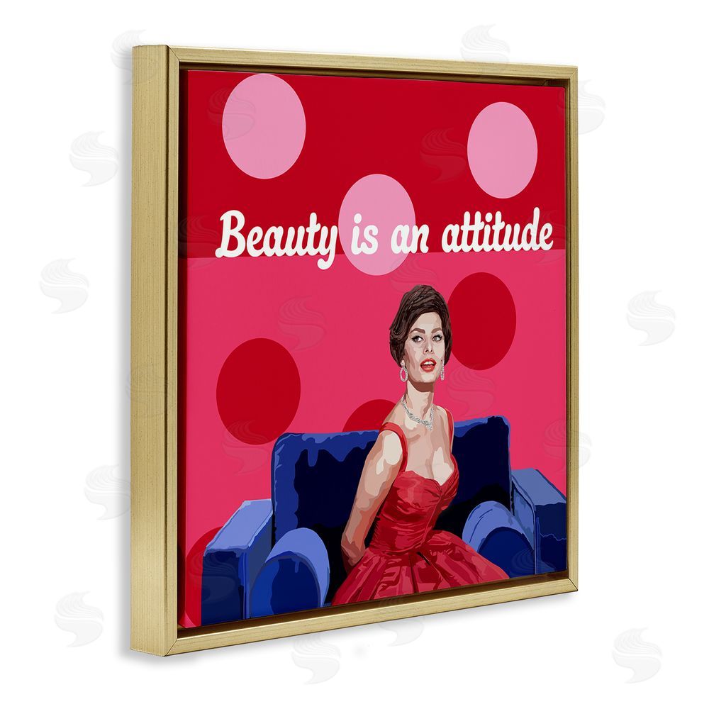 Lynnda Rakos Beauty Is An Attitude Gold Floating Frame Canvas Wall Art Print