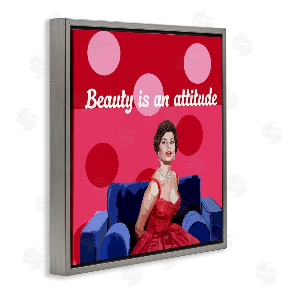 Lynnda Rakos Beauty Is An Attitude Gray Floating Frame Canvas Wall Art Print