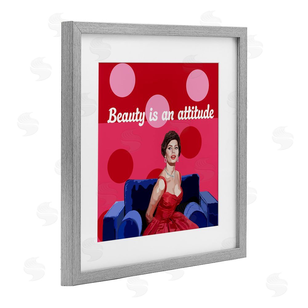 Lynnda Rakos Beauty Is An Attitude Gray Framed Print Under Glass Wall Art