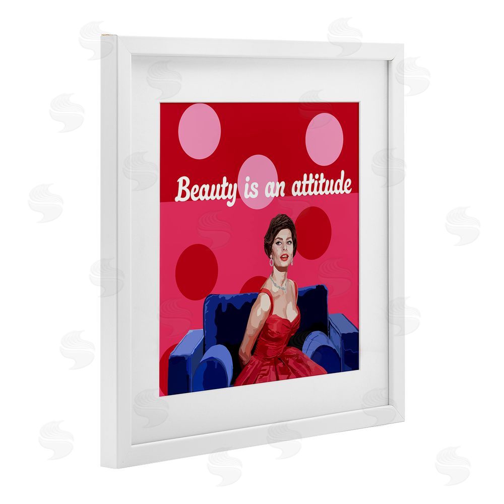 Lynnda Rakos Beauty Is An Attitude White Framed Print Under Glass Wall Art