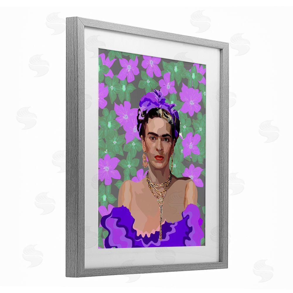 Lynnda Rakos Floral Reverie Frida Gray Framed Print Under Glass Wall Art