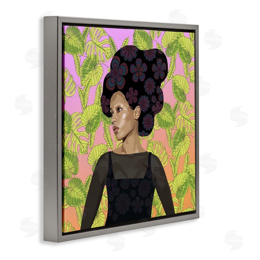 Lynnda Rakos Whispers Of Bloom Gray Floating Frame Canvas Wall Art Print