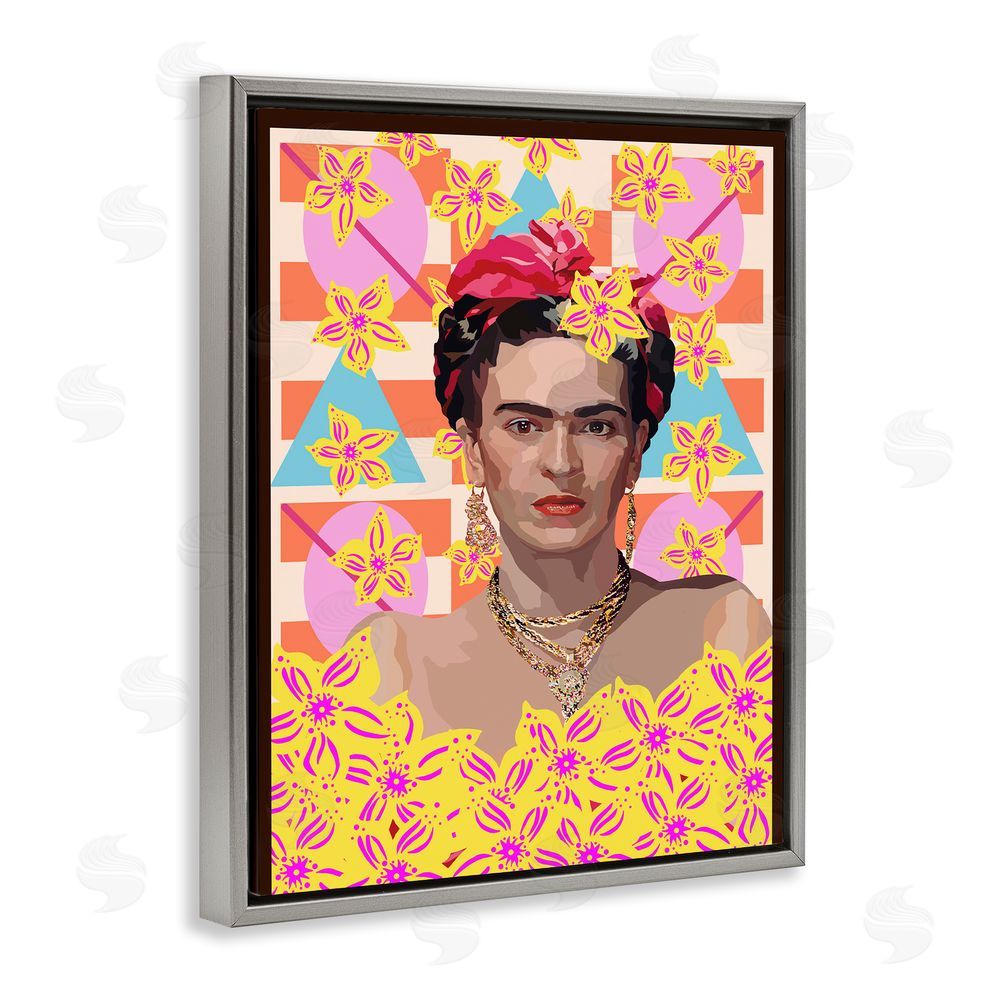 Lynnda Rakos Frida's Floral Journey Gray Floating Frame Canvas Wall Art Print
