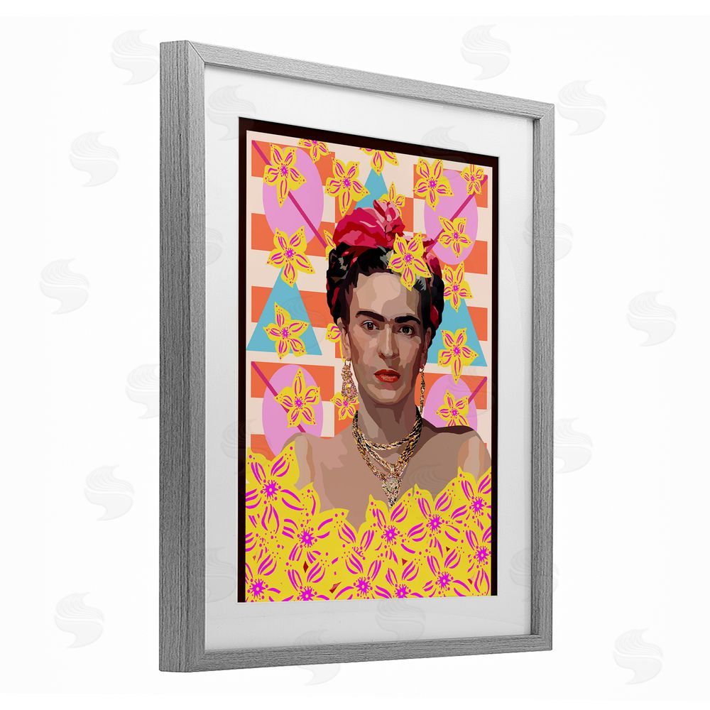 Lynnda Rakos Frida's Floral Journey Gray Framed Print Under Glass Wall Art
