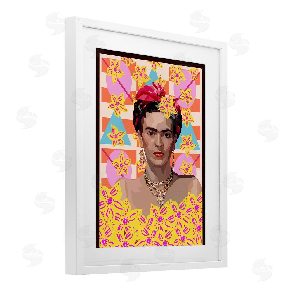 Lynnda Rakos Frida's Floral Journey White Framed Print Under Glass Wall Art