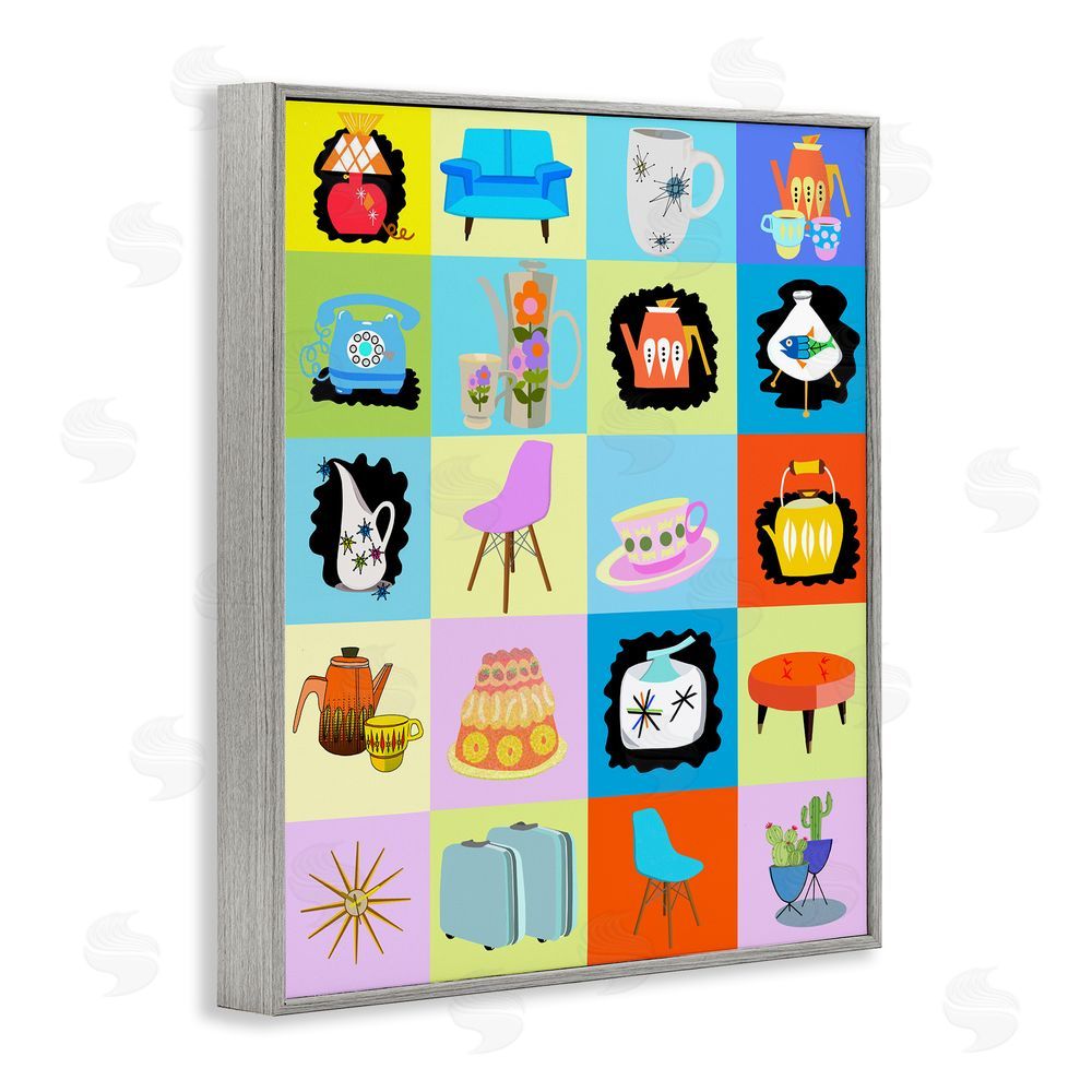 Lynnda Rakos Retro Vintage Vignettes Gray Framed Giclee Print Wall Art