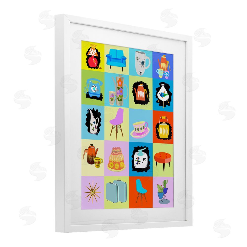 Lynnda Rakos Retro Vintage Vignettes White Framed Print Under Glass Wall Art