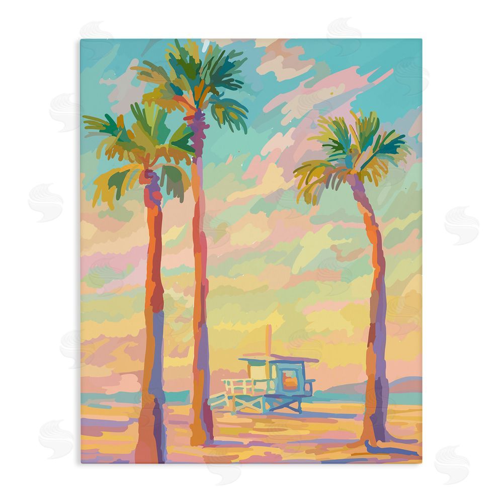 Amelia Noyes Beachside Palms Abstraction Stretched Canvas Wall Art Print
