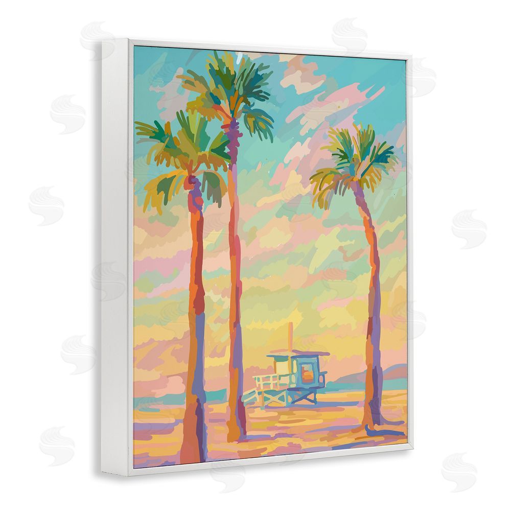 Amelia Noyes Beachside Palms Abstraction White Framed Giclee Wall Art Print