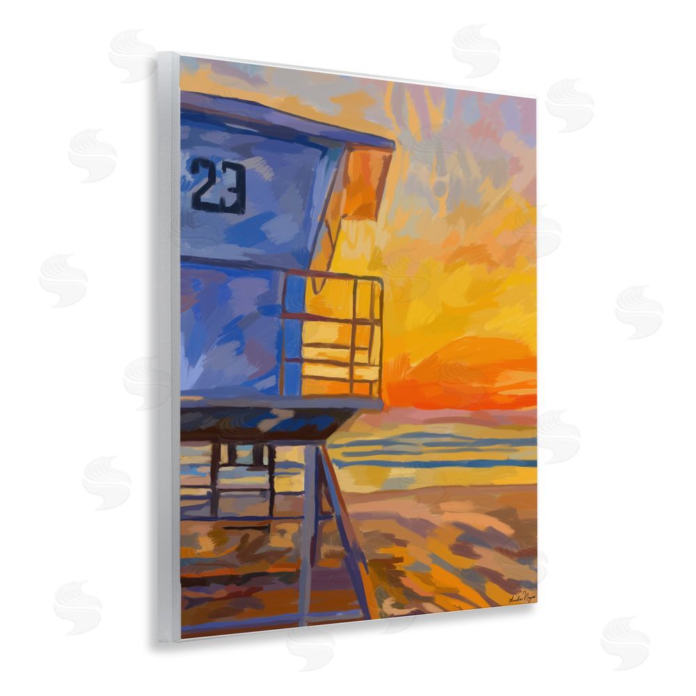 Amelia Noyes Lifeguard Stand Sunset Wooden Wall Plaque Art Print