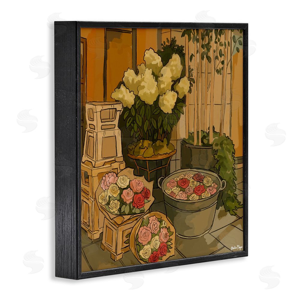Amelia Noyes London Town Flowers Blacked Framed Giclee Wall Art Print