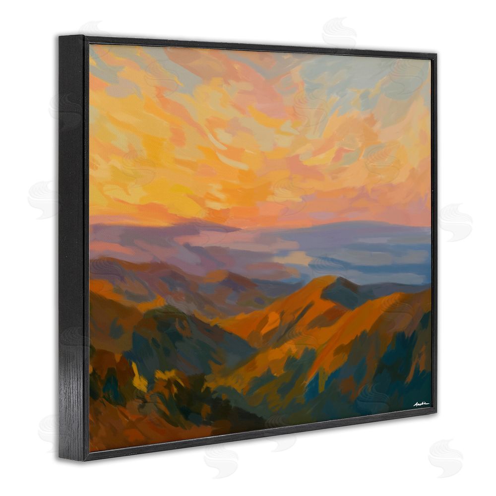 Amelia Noyes California Sunset Landscape Black Framed Giclee Wall Art Print