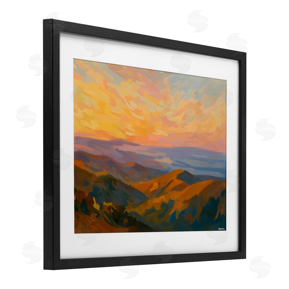 Amelia Noyes California Sunset Landscape Black Framed Print Under Glass Wall Art