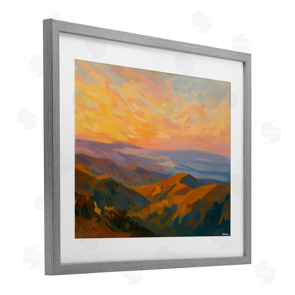 Amelia Noyes California Sunset Landscape Gray Framed Print Under Glass Wall Art